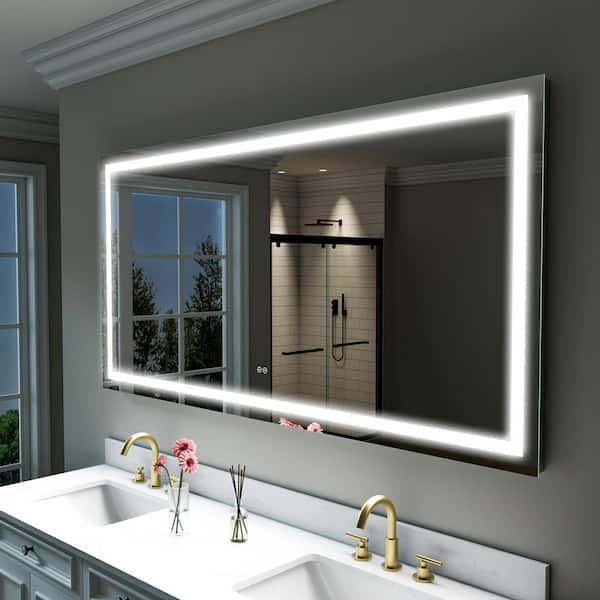 72 in. x 36 in. Large Rectangular Frameless Wall LED Lighted Bathroom Vanity Mirror, Easy Installation