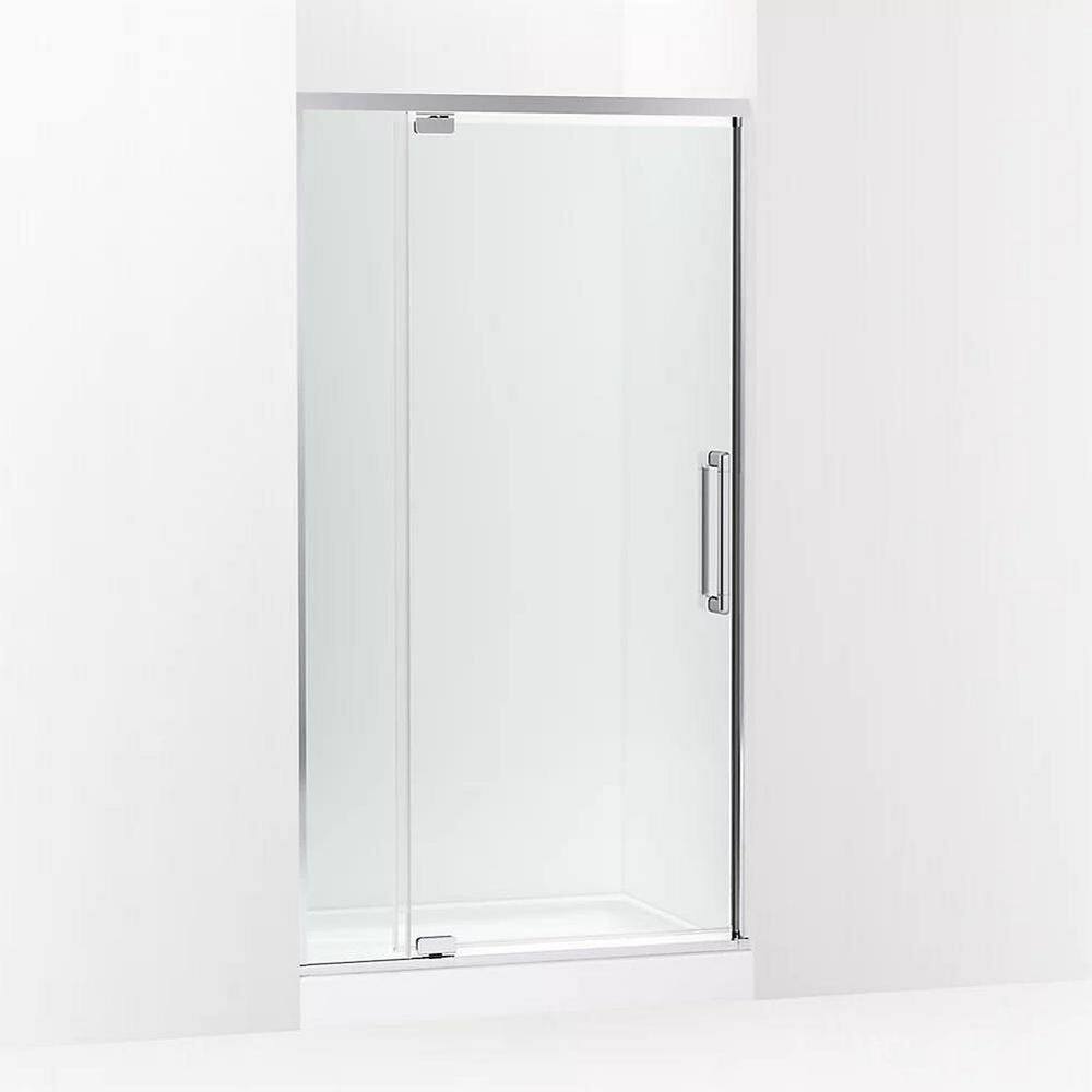 Statement 42 in. W x 76 in. H Pivot Framed Shower Door in Bright Polished Silver Finish with Clear Glass price history on PriceWatchPro