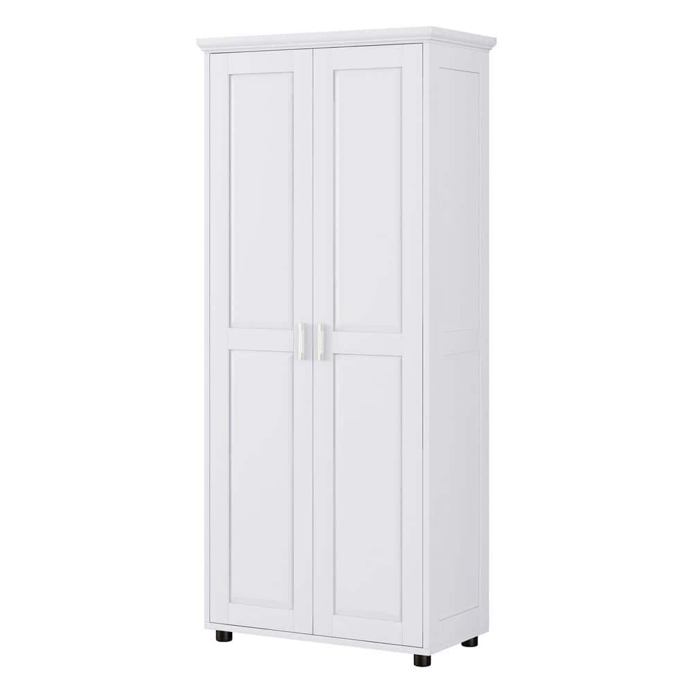 29.25 in. W x 14.6 in. D x 71.25 in. H White MDF Freestanding Linen Cabinet with Adjustable Shelf