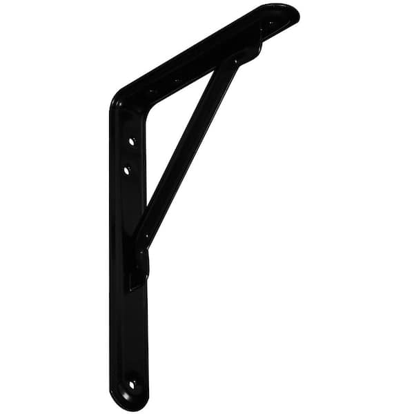 Ekena Millwork 1-1/8 in. x 8 in. x 6 in. Matte Black Steel EnduraBrace Traditional Support Bracket