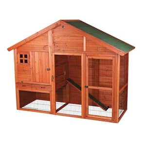 6.4 ft. x 2.6 ft. x 5 ft. Rabbit Enclosure with Gabled Roof Hutch