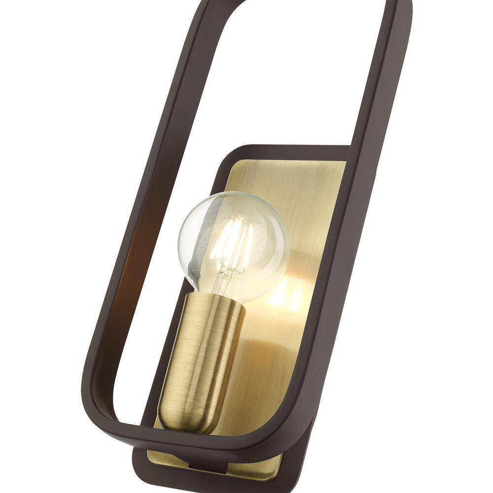Bergamo Midcentury Modern Dimmable Sconce in Bronze and Antique Brass