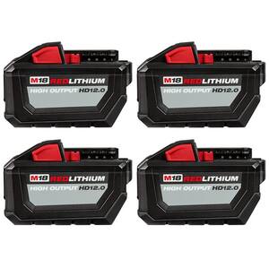 M18 18-Volt Lithium-Ion High Output 12.0Ah Battery Pack (4-Pack)