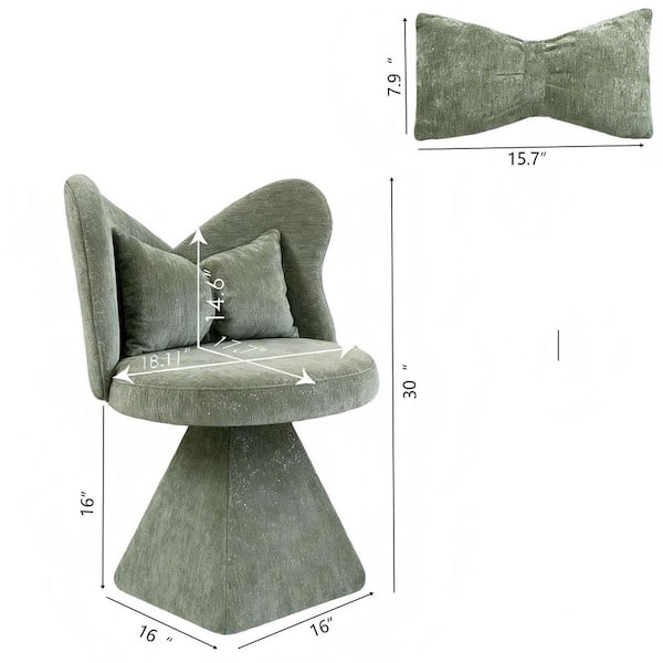 green dressing table chair Green-Teddy Fleece Vanity Stool Dressing Table Chair