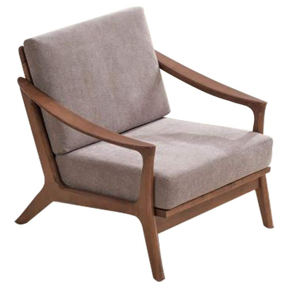 Lide Light Brown Fabric and Brown Finish Fabric Arm Chair