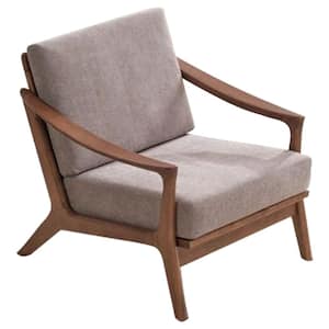 Lide Light Brown Fabric and Brown Finish Fabric Arm Chair