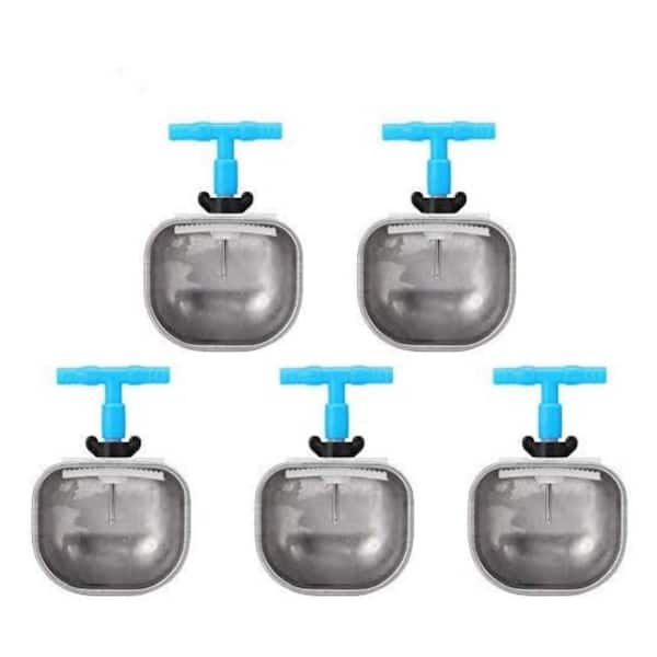 5-Piece Stainless Steel Rabbit Automatic Drinker Waterer Cup Poultry Drinking Bowl Durable Farm Accessory