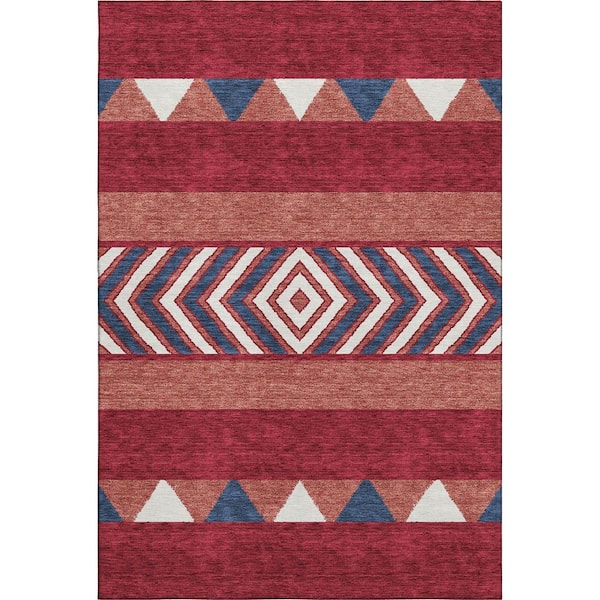 Addison Rugs Mayfield Premium Machine Washable Abstract AMF965 Red 3 ft. x 5 ft. Area Rug
