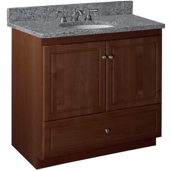 Ultraline 36 in. W x 21 in. D x 34.5 in. H Bath Vanity Cabinet without Top in Dark Alder