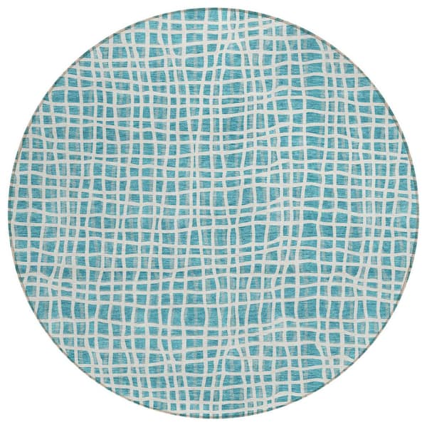 Addison Rugs Chantille Machine Washable Indoor/Outdoor Abstract ACN729 Teal 8 ft. x 8 ft. Area Rug