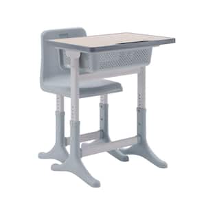 Sage 2 piece Rectangle Wood top Gray Child Adjustable Desk and Chair