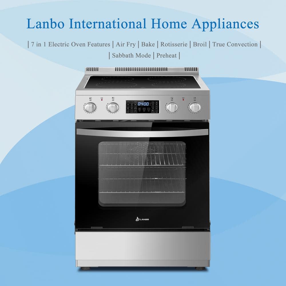 Lanbo 24 Inch Stainless Steel Freestanding Electric Range with Convection Oven