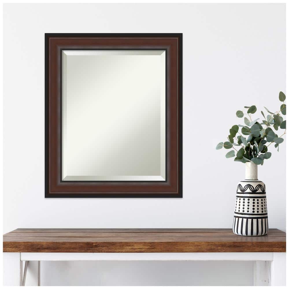 Harvard Walnut Beveled Framed Rectangular Wall Mirror