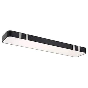 Eight 47 in. Matte Black with Brushed Nickel Accents Selectable LED CCT Modern Shaded Flush Mount Light