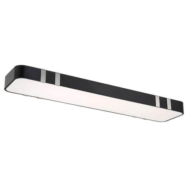 EnviroLite Eight 47 in. Matte Black with Brushed Nickel Accents Selectable LED CCT Modern Shaded Flush Mount Light