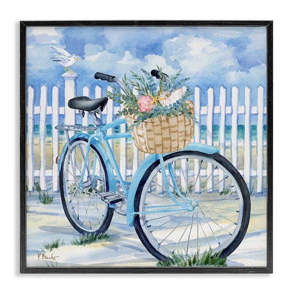 Stupell Industries Rosemary Beach Bicycle by Paul Brent Black Framed Typography Giclee Art Print 17 in. x 17 in.
