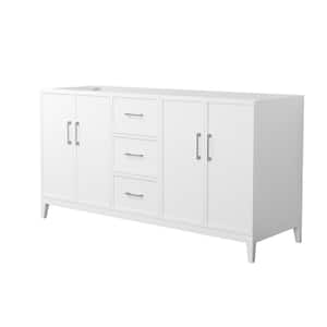 Elan 65 in. W x 21.5 in. D x 34.25 in. H Double Bath Vanity Cabinet without Top in White with Brushed Nickel Trim