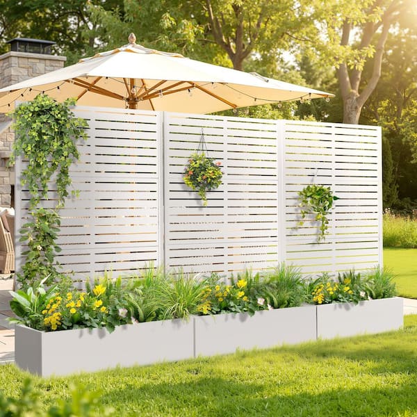 TUYOHW 47 in. x 16 in. x 71 in. White Metal Raised Garden Planter