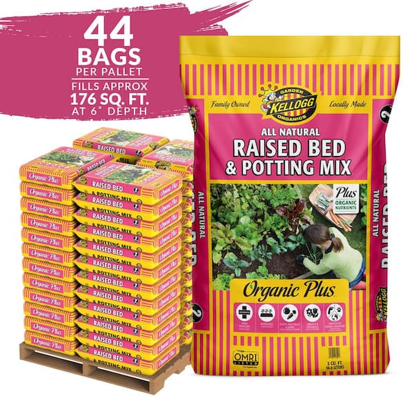 Organic Raised Bed and Potting Mix, All Natural Premium Soil, OMRI Listed (Pallet of 44 2 cu. ft. Bags)