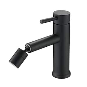Single Handle Single Hole Bathroom Faucet with 360° Rotating Aerator in Matte Black