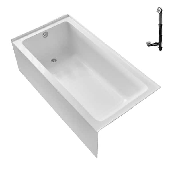 GA-302-6-CH 66 in. x 32 in. Acrylic Soaking Alcove Bathtub in Glossy White with Left-Hand Drain in Polished Chrome