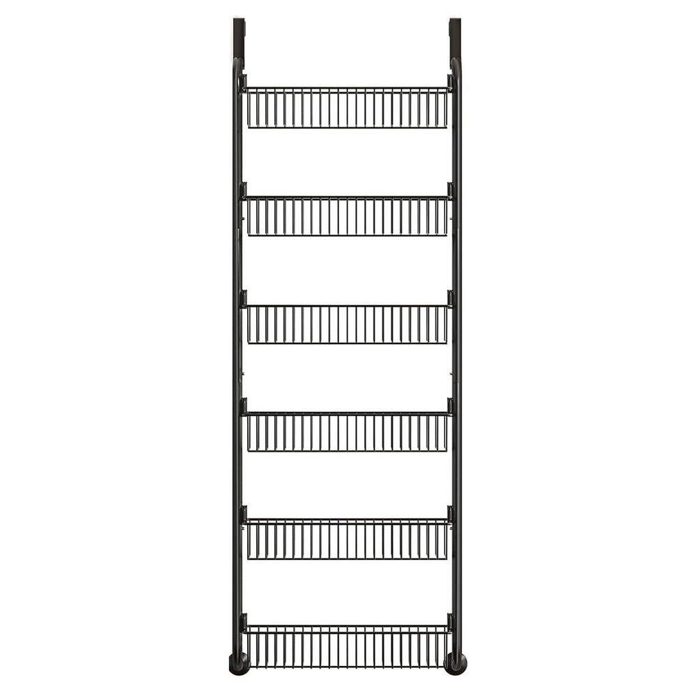 Over The Door 6-Tier Black Hanging Pantry Organizer Spice Rack Large Capacity Kitchen Storage Shelves
