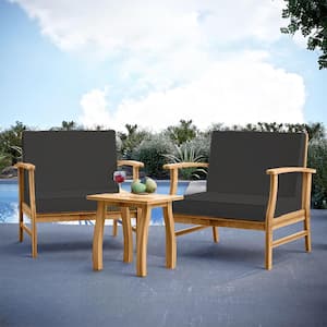3 Piece Patio Furniture Wood Bistro Conversation Set