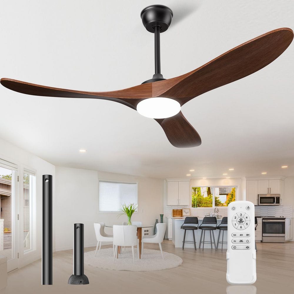 Rustic Series 52 in. Integrated LED Indoor Matte Black Ceiling Fan with Light Kit and Remote Control price history on PriceWatchPro