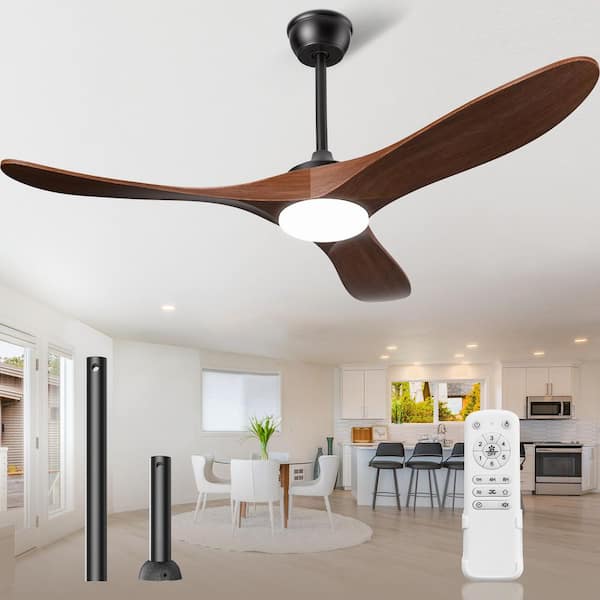Rustic Series 52 in. Integrated LED Indoor Matte Black Ceiling Fan with Light Kit and Remote Control