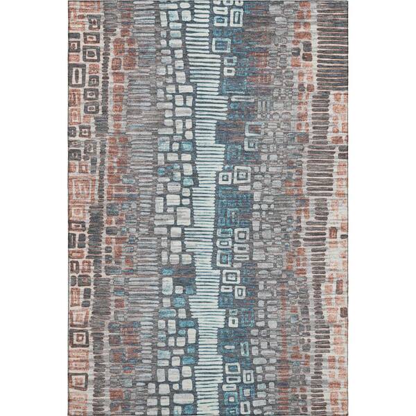 Mayfield Premium Machine Washable Abstract AMF2268 Copper 8 ft. x 10 ft. Area Rug