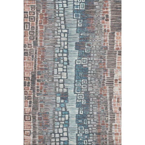 Mayfield Premium Machine Washable Abstract AMF2268 Copper 9 ft. x 12 ft. Area Rug