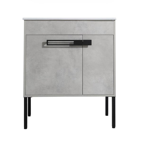 Aoibox 30 in. W x 18 in. D x 34 in. H Bath Vanity Cabinet without Top in Cement Grey, Freestanding or Floating Installation