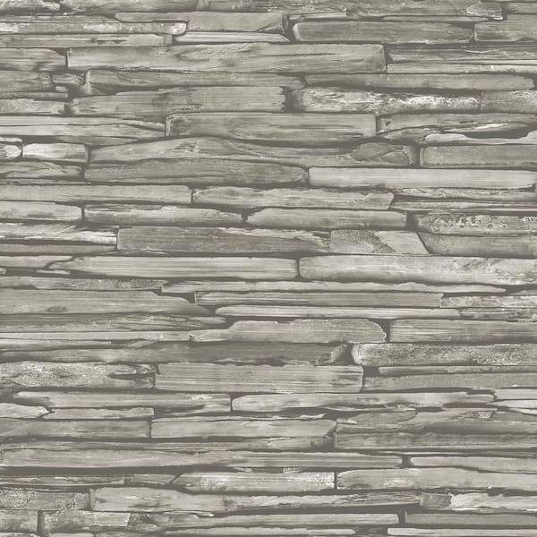 A-Street Prints McGuire Taupe Stacked Slate Taupe Wallpaper Sample