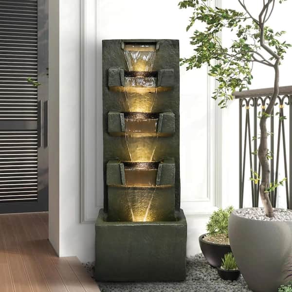 5-tiers Modern Eco-resin Outdoor Fountain Art Waterfall Indoor Office Home  Decor