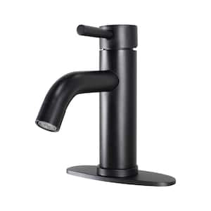 Single Handle Lavatory Faucet, 4 in. Centerset, Lever Style Handle,Ceramic Disc Control,Matching Push Pop-Up Matte Black