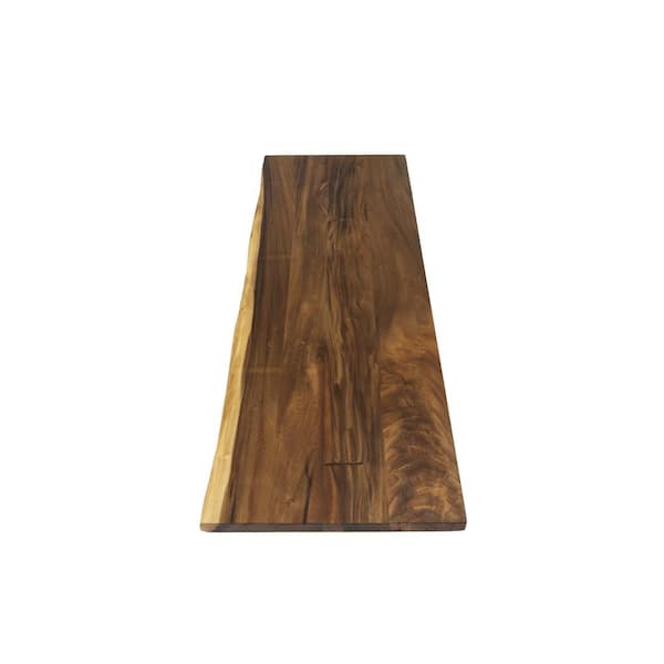 HARDWOOD REFLECTIONS Acacia 8 ft. L x 25 in. D x 1.5 in. T Butcher Block Countertop in Mineral Oil Stain with Live Edge