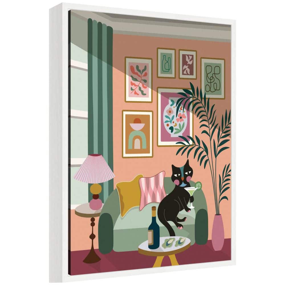 "Sylvie ""Cocktail Cat"" by Rachel Lee 3 Birdies Studio Abstract Framed Art Print 24 in. x 18 in." price history on PriceWatchPro