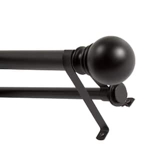 Layla Double 30 in. - 84 in. Adjustable Double Value Curtain Rod 1 in. Diameter in Black with Ball Finials