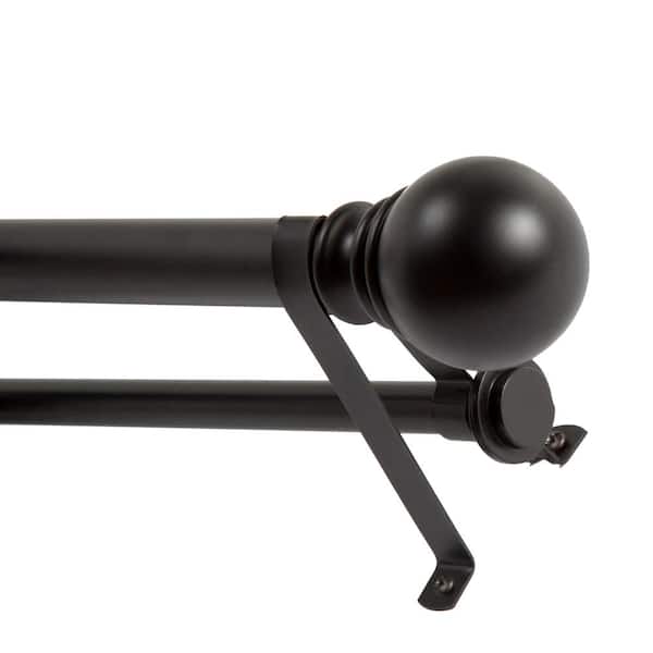 Kenney Layla Double 30 in. - 84 in. Adjustable Double Value Curtain Rod 1 in. Diameter in Black with Ball Finials