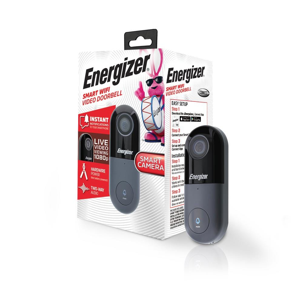 Energizer 1080P HD Hardwire Smart Video Doorbell, 140-Degree Field of View,  Instant Motion Alerts, Wired Camera EOD1-1002-SIL The Home Depot