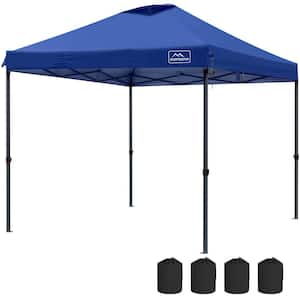 Navy Blue 10 ft. x 10 ft. Waterproof Pop-Up Canopy Tent with 3-Adjustable Height and Wheeled Carrying Bag