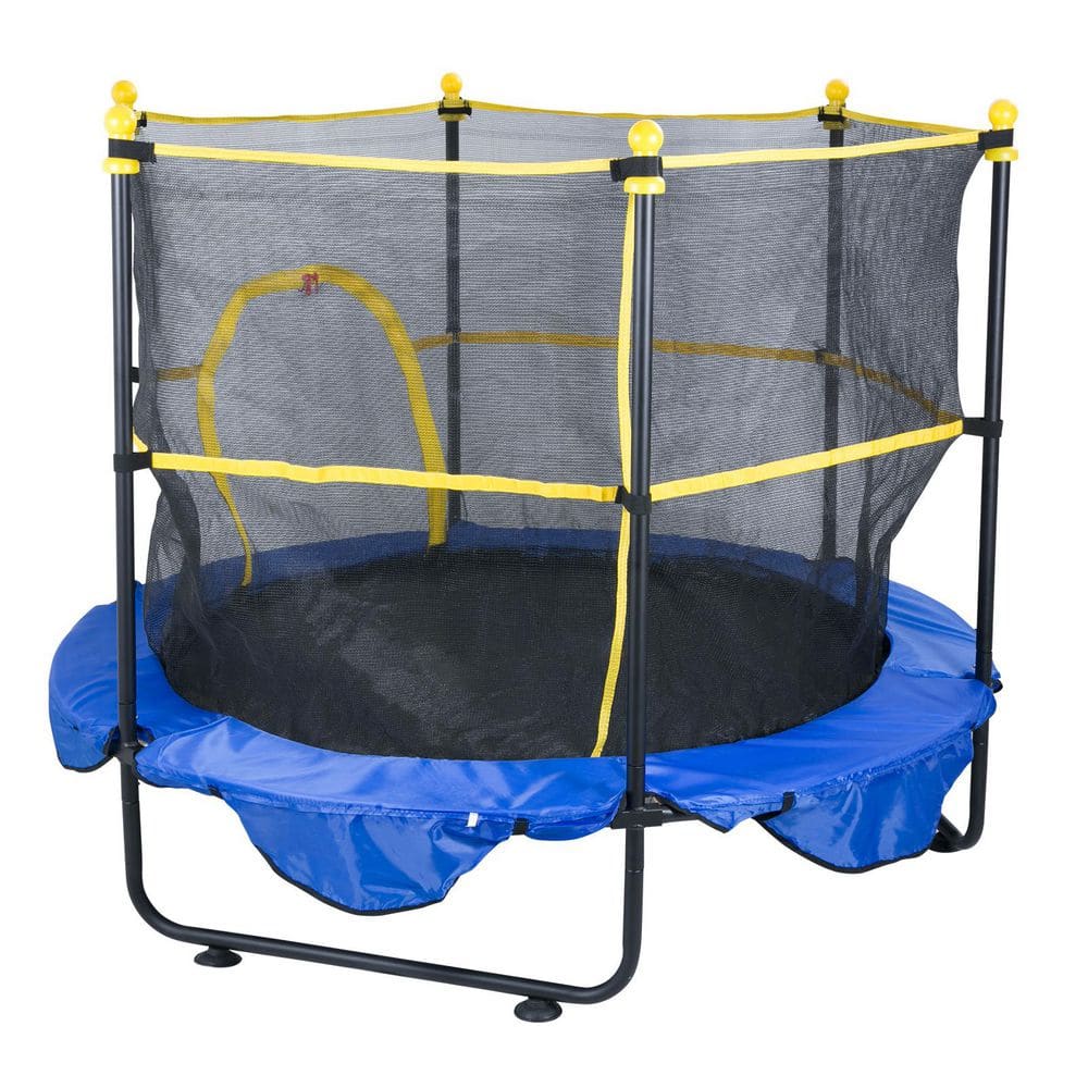 5FT. Trampoline for Kids, Basketball Hoop and Ocean Balls, 60 in. Indoor Outdoor Trampoline with Safety Enclosure Net