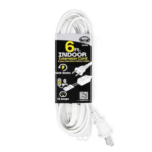 6 ft. 16/2 SPT, Indoor Household Extension Cord, White