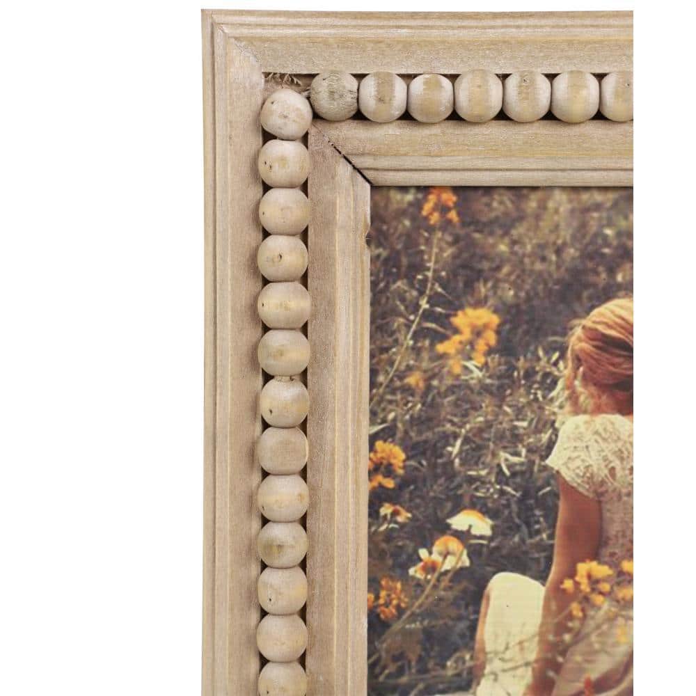 Light Brown Beaded Wood 6" x 8" Photo Frame