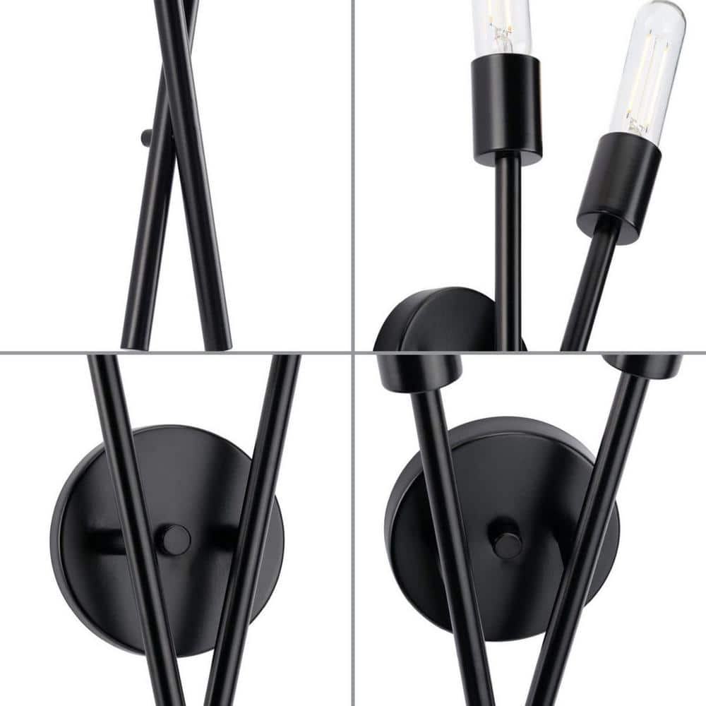 Astra Matte Black Steel 2-Light Wall Sconce