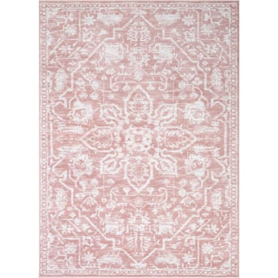 Dazzle Disa Blush Vintage Distressed Medallion Oriental 5 ft. 3 in. x 7 ft. 3 in. Area Rug