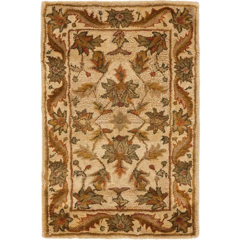 SAFAVIEH Antiquity Gold 2 ft. x 3 ft. Border Floral Solid Area Rug ...