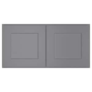 30-in. W x 24-in. D x 15-in. H in Shaker Grey Plywood Ready to Assemble Wall Bridge Kitchen Cabinet with 2 Doors