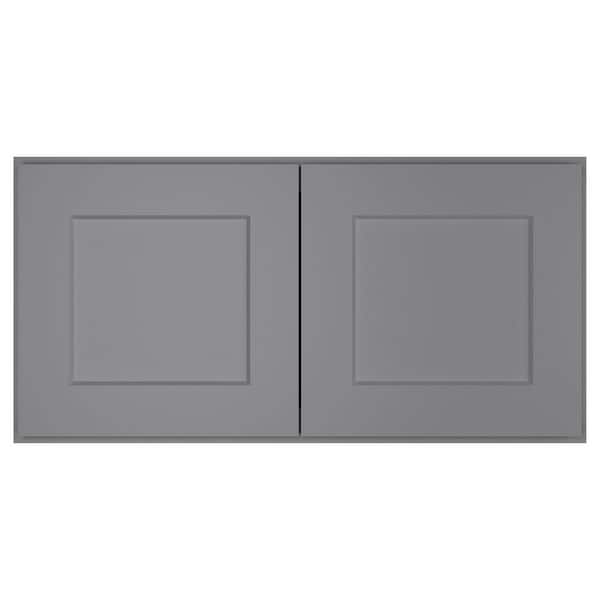 HOMEIBRO 30-in. W x 24-in. D x 15-in. H in Shaker Grey Plywood Ready to Assemble Wall Bridge Kitchen Cabinet with 2 Doors