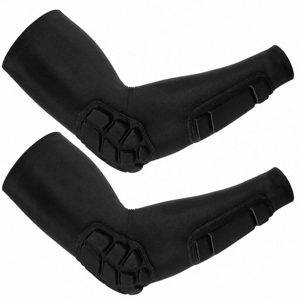 Padded Elbow Forearm Brace Compression Sleeves, Kids Sports Protective Gear, Shock Absorbing, Black, Small Sizes